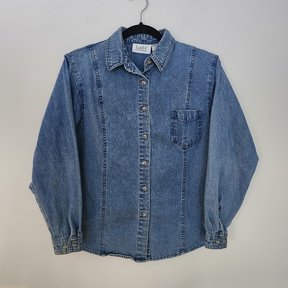 Re Worked Demin Patch Work Fish Button Up - Picture 2 of 6